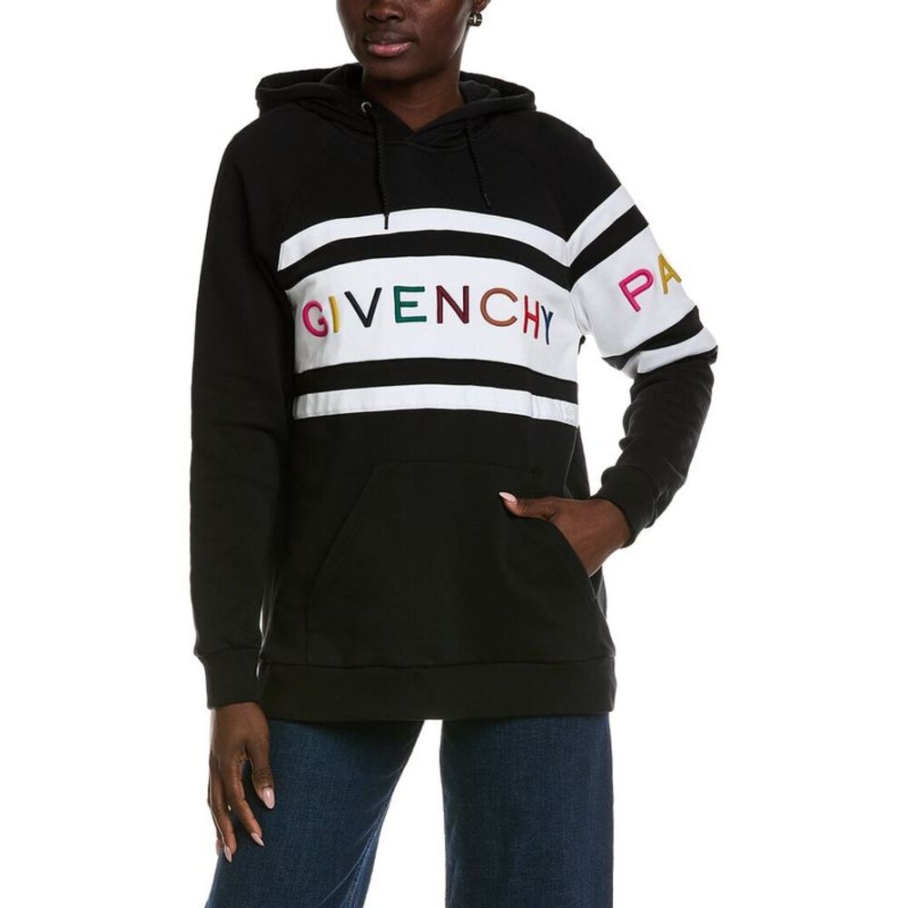 Givenchy Womens Embroidered Hoodie, Black